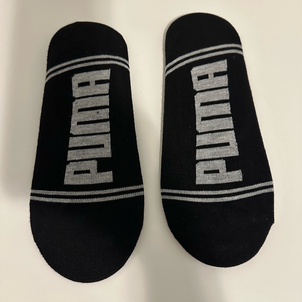 PUMA Black and Gray Athletic No-Show Socks